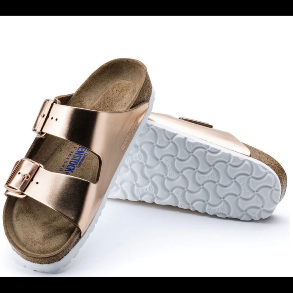 SOLD🎉ARIZONA BIRKENSTOCKS! Metallic Rose Gold size 38